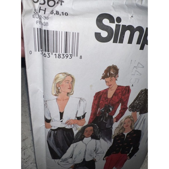 Vintage 90’s Simplicity 9864 Jacket Sewing Pattern Glam Puff Sleeve Size 6 8 10 - Picture 2 of 6